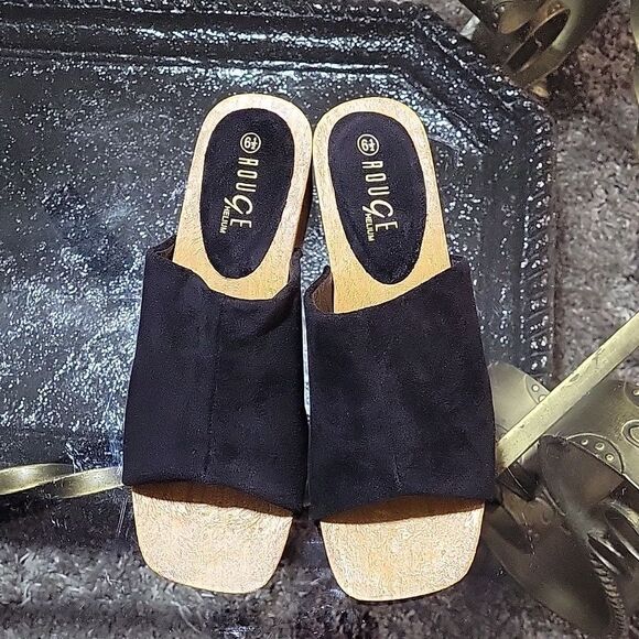 BRAND NEW ROUGE HELUIM SUEDE WOODEN BLOCK HEEL SANDAL - Picture 4 of 16